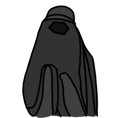 a grey burqa.